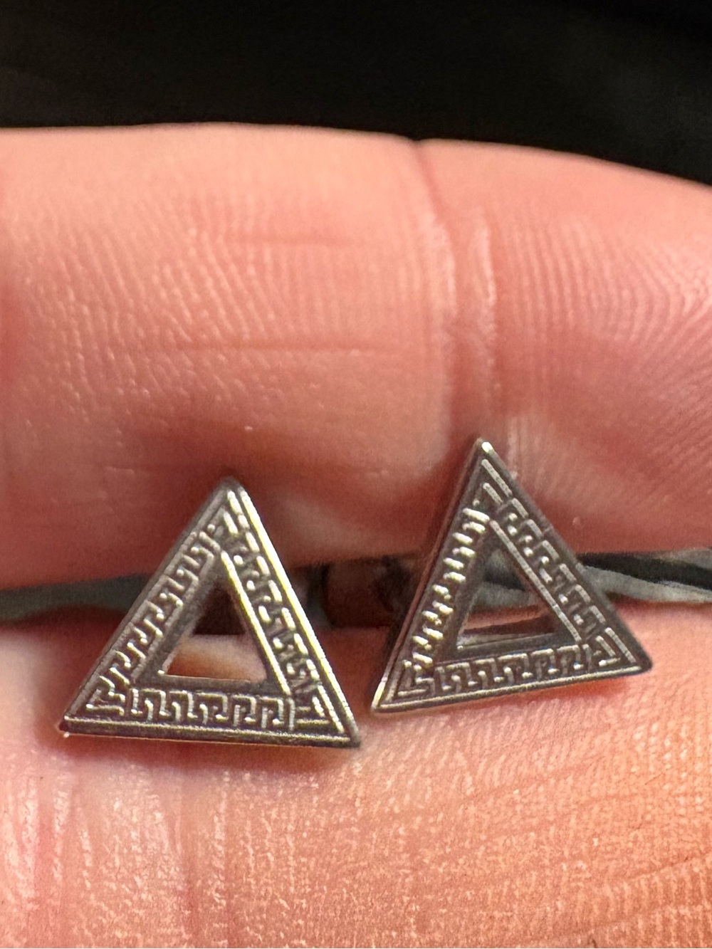 Geometric Triangle Silver Stud Earrings